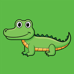 Fototapeta premium Alligator Cartoon Vector Illustration - Clipart, and Line Art Design