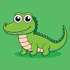 Fototapeta premium Alligator Cartoon Vector Illustration - Clipart, and Line Art Design
