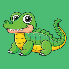 Fototapeta premium Alligator Cartoon Vector Illustration - Clipart, and Line Art Design