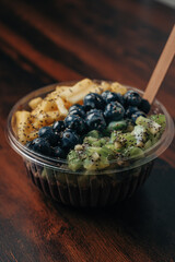 Fruit bowl - A bowl of Acai, Kiwi, blueberries and Pineapple