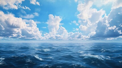 Blue Ocean Waves Under a Cloudy Sky