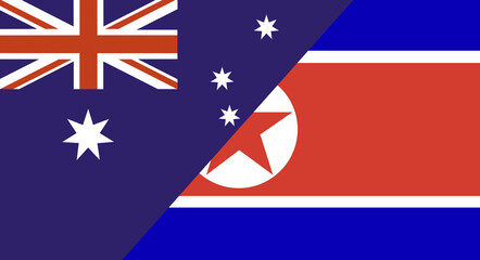Flag of Australia and North Korea. Two Flags Australia and North Korean