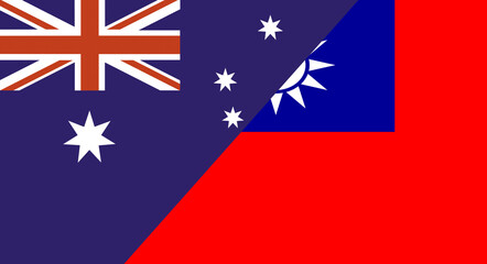 Flag of Australia and Taiwan. Two Flags Australia and Taiwanese