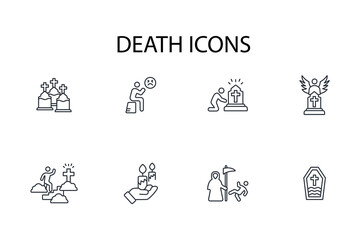 death icon set.vector.Editable stroke.linear style sign for use web design,logo.Symbol illustration.