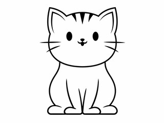 sitting cats drawing. Cat doodles are in abstract hand-drawn style, with black and white line art vector illustration. isolated kitten on a white background.