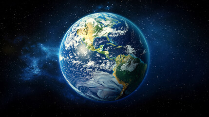 Fototapeta premium Earth Viewed from Space with Detailed Continents and Oceans