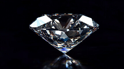 Brilliant Cut Diamond on a Black Background