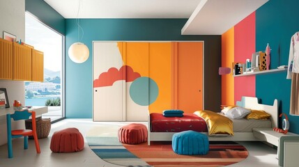 Modern Bedroom Interior Design With Colorful Walls and Furniture