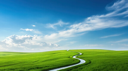 solitary geothermal pipe emerging from lush green field under blue sky
