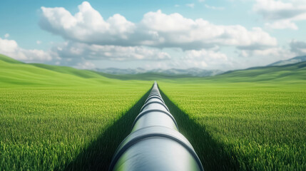  geothermal pipeline running through a vibrant green field