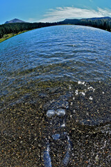Metaphor for Life forces leaving body.  Transparent Female torso dissolving into bubbles 