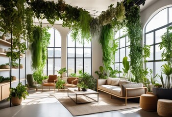 serene workplace environment featuring nature inspired natural comfortable amenities enhanced productivity, office, decor, greenery, light, design, space