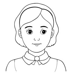 Obraz premium Vector illustration young girl portrait outline simple design educational materials avatars