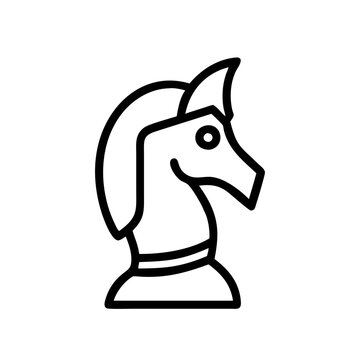 recommend clip art: Chess Knight Horse Outline Vector Symbolizing Strategy and Intelligence on Purple Background