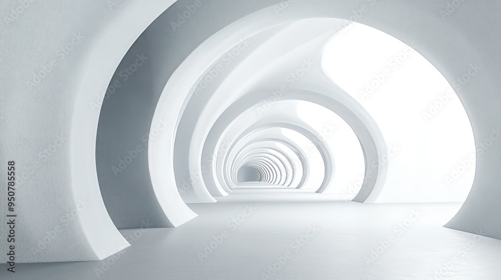 Poster Abstract White Tunnel of Intersecting Arched Shapes