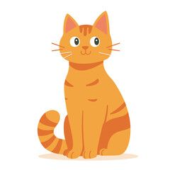 Cute red cat sitting on white background. Flat vector illustration.