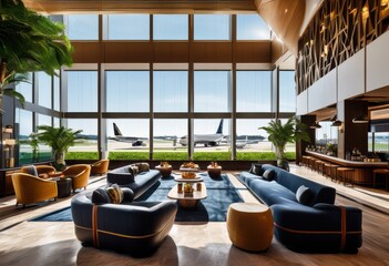 luxurious airport lounge featuring cozy elegant assorted snacks relaxing travel experience, seating, area, luxury, decor, comfortable, relaxation, space, premium