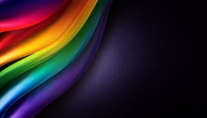 Naklejka premium Dark grainy color gradient wave background, purple red yellow blue green colors banner poster cover abstract design, black copy space. 