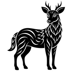 illustration of a deer vector silhouette illustration with white background 