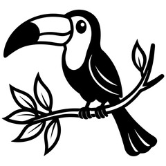 Obraz premium bird on branch vector silhouette illustration with white background 