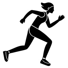 running  vector silhouette illustration with white background 