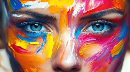 Individuals using colors and shapes for emotional expression in art