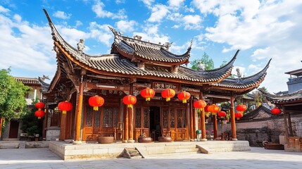 Naklejka premium The historical architecture of Guandu Ancient Town, Kunming, China