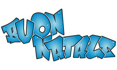 
buon Natale - merry Christmas - Graffiti Styled Street Art Cool Font, Fully editable. Color: light blue