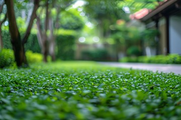 Naklejka premium Green leaves in the garden. Selective focus and blurred background.