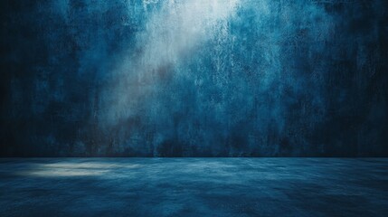 Matte Dark Blue Wall with Soft Spotlight and Subtle Shadow