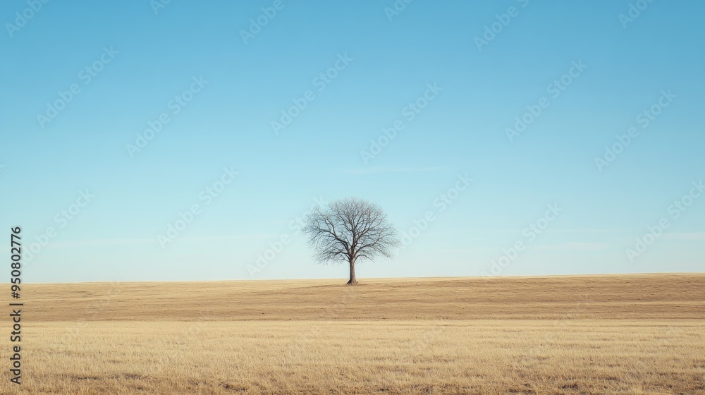 Aufkleber a single tree standing tall in a vast field