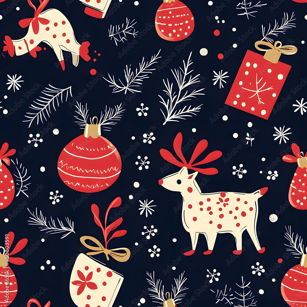 Wall mural seamless pattern chrismas theme