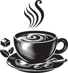 Black and white coffee cup silhouette design