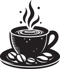 Black and white coffee cup silhouette design