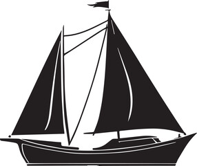 Black and white boat silhouette design