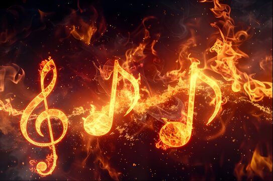 fire and music.For design, print, wallpaper, poster, interior, advertising, banner.