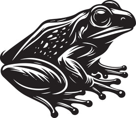 Black and white frog silhouette design