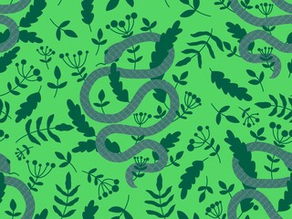 Cartoon animals seamless snake pattern for wrapping and kids new 2025 year