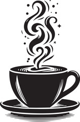 Black and white coffee cup silhouette design