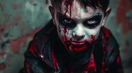 Boy make up as evil for halloween party