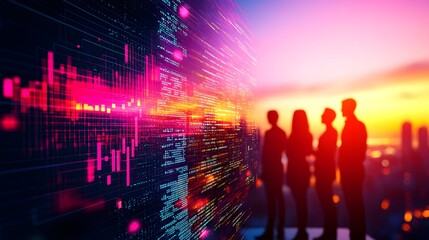 Empowered Business Team Analyzing Real-Time Data on Digital Dashboard for Change Management Strategies with Copy Space