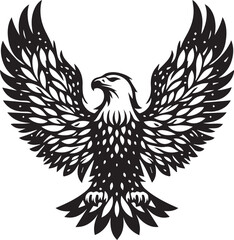 A black and white eagle silhouette design