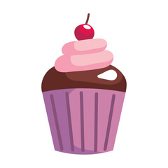 delicious cupcake and cherry
