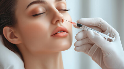 Obraz premium Woman Receiving Cosmetic Injection in Clinic