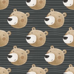 Seamless pattern with cartoon bears. Colorful illustrations flat for kids. hand drawing. baby design for fabric, print, wrapper, textile