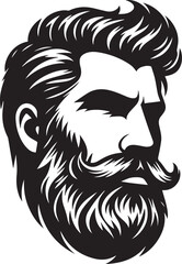 Man bearded face silhouette design