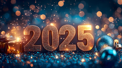 Frohes Neues Jahr, Feiern, Silvester, Sylvester, 2025 Farben, Hintergrund. Karte Design. Glitter Licht, Luxus, Premium, generative AI