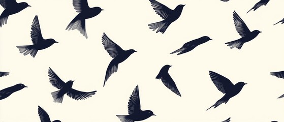 Fototapeta premium A black and white image of birds flying in a pattern