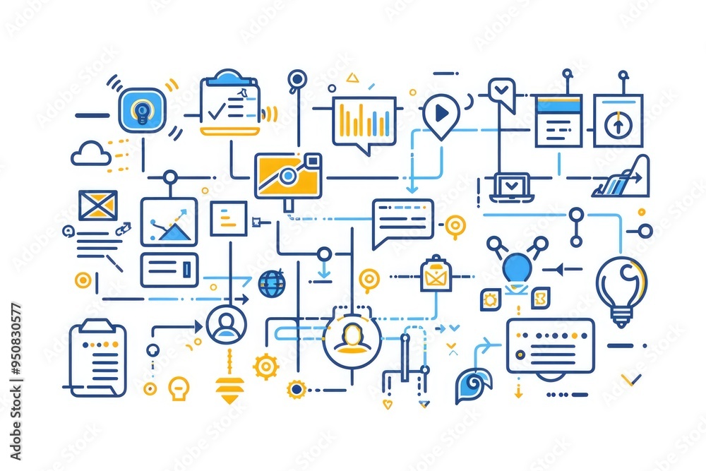 Poster A set of colorful icons arranged neatly on a white background, perfect for use in presentations, websites, or apps