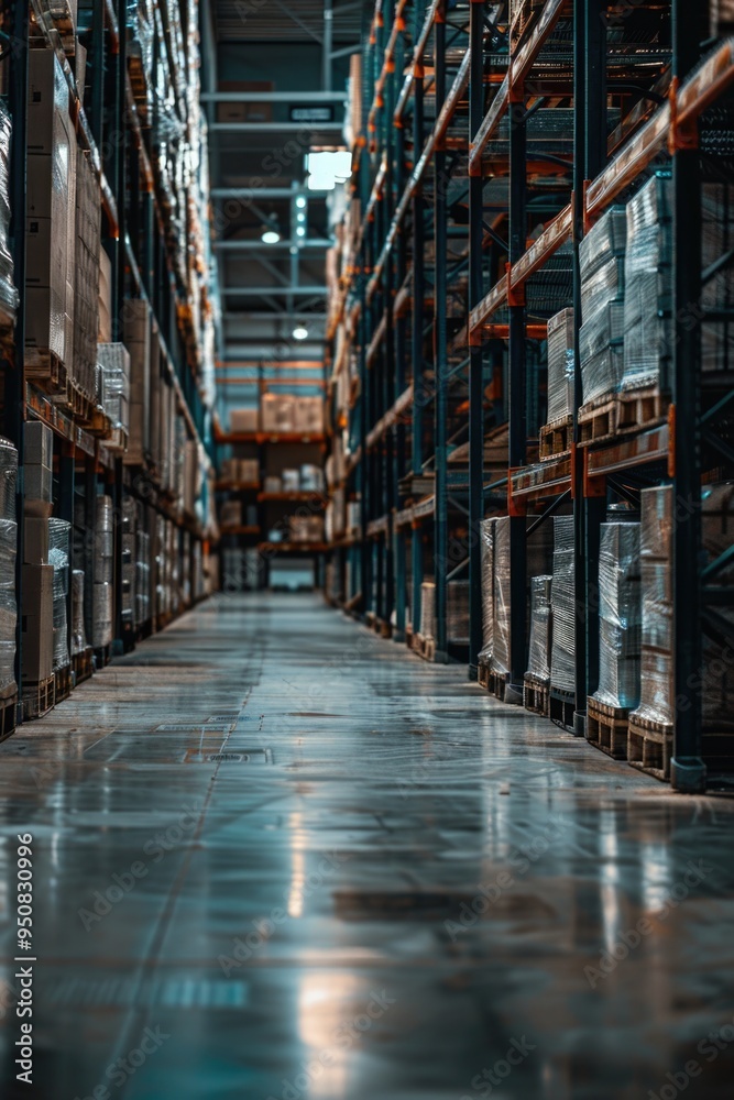 Poster A large storage area filled with many boxes and crates